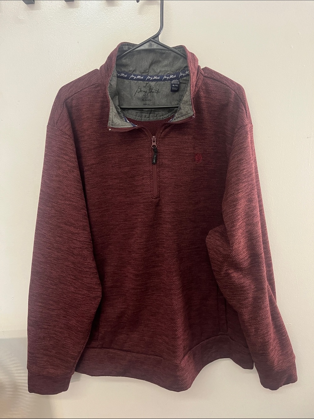 George Strait Men's Marled Burgundy Quarter-Zip Pullover Sweater